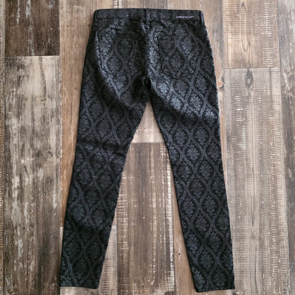 Current/Elliot Black Brocade Ankle Skinny Jeans Women's Size 28 NWT - Picture 2 of 8